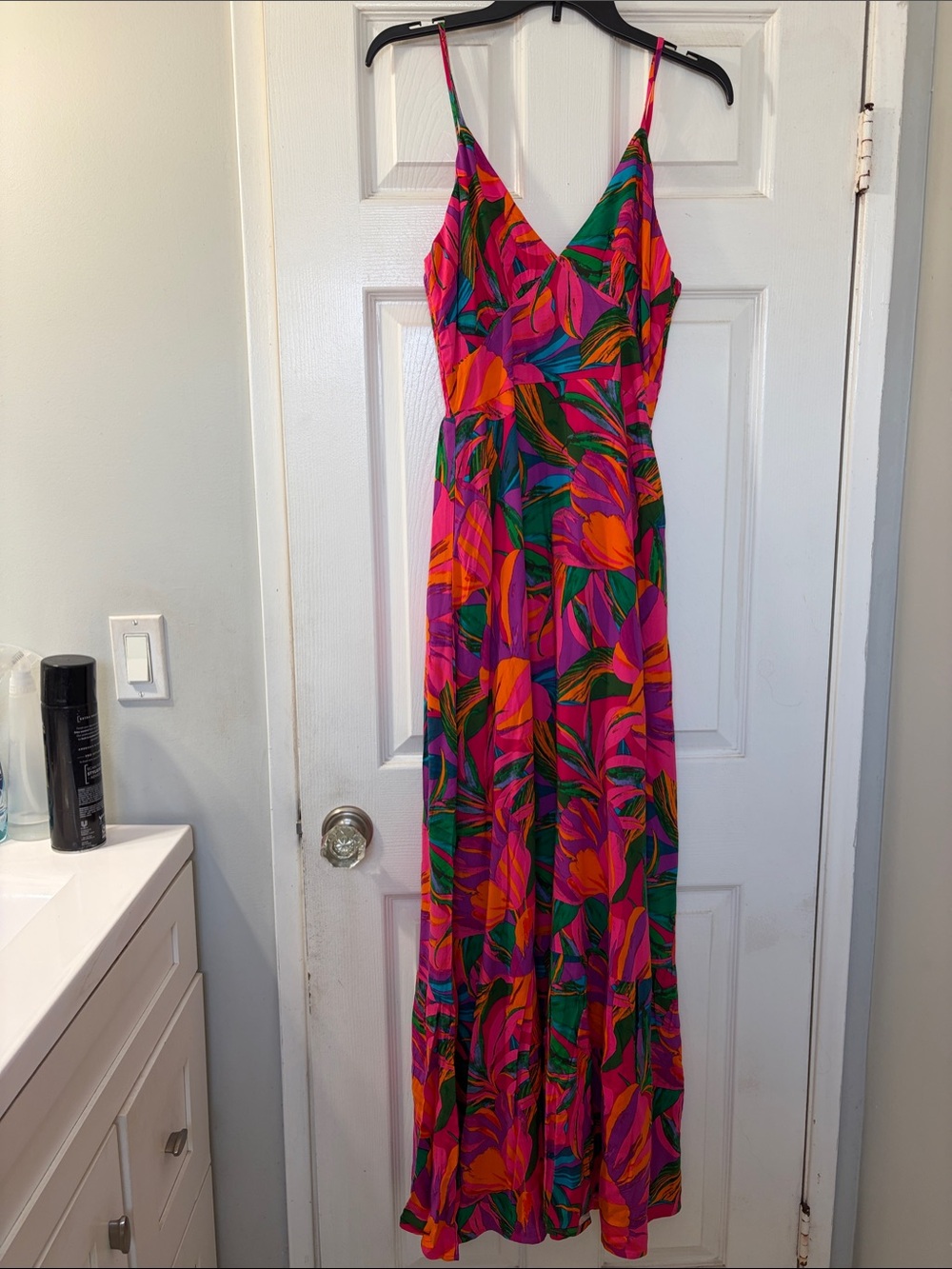 Sugarlips Pink Tropical Leaf Print Maxi Dress